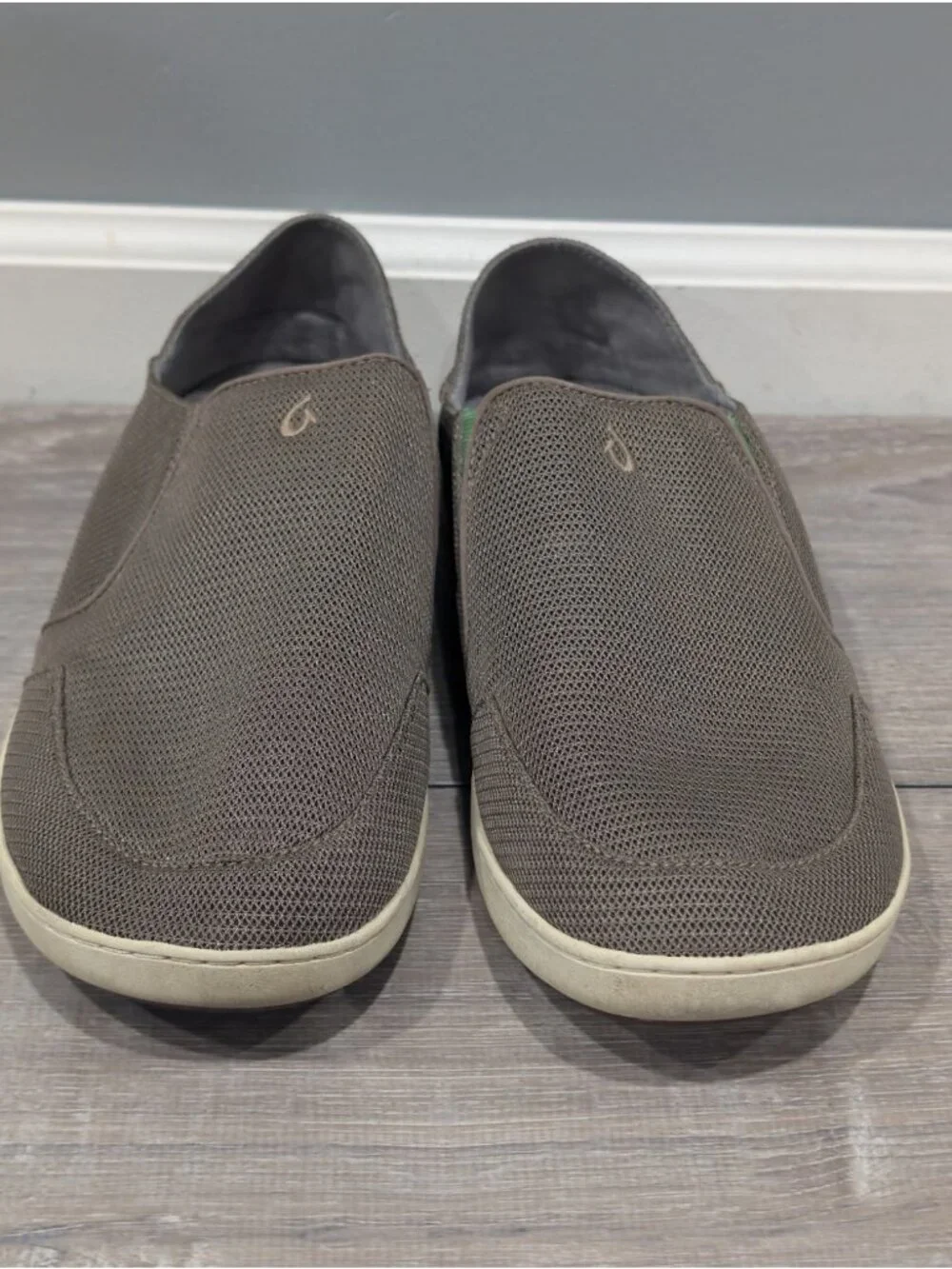 Olukai Nohea Mesh Slip On Shoes Mens Size 12-Mustang Brown/Lime Green Boat Beach